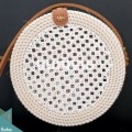 White Round Rattan Bag With Woven Net