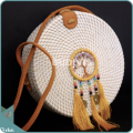 White Round Rattan Bag With Yellow Bead Dream Catcher