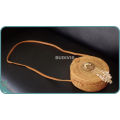 Natural Solid Round Rattan Bag With Beaded Dream Catcher