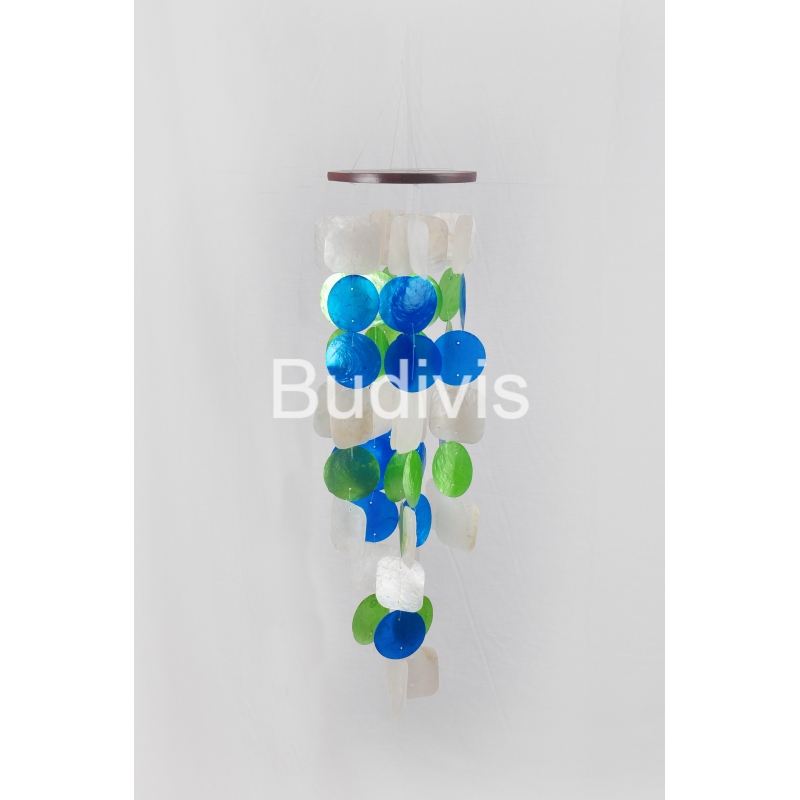 Three Colors Square and Circle Capiz Wind Chimes