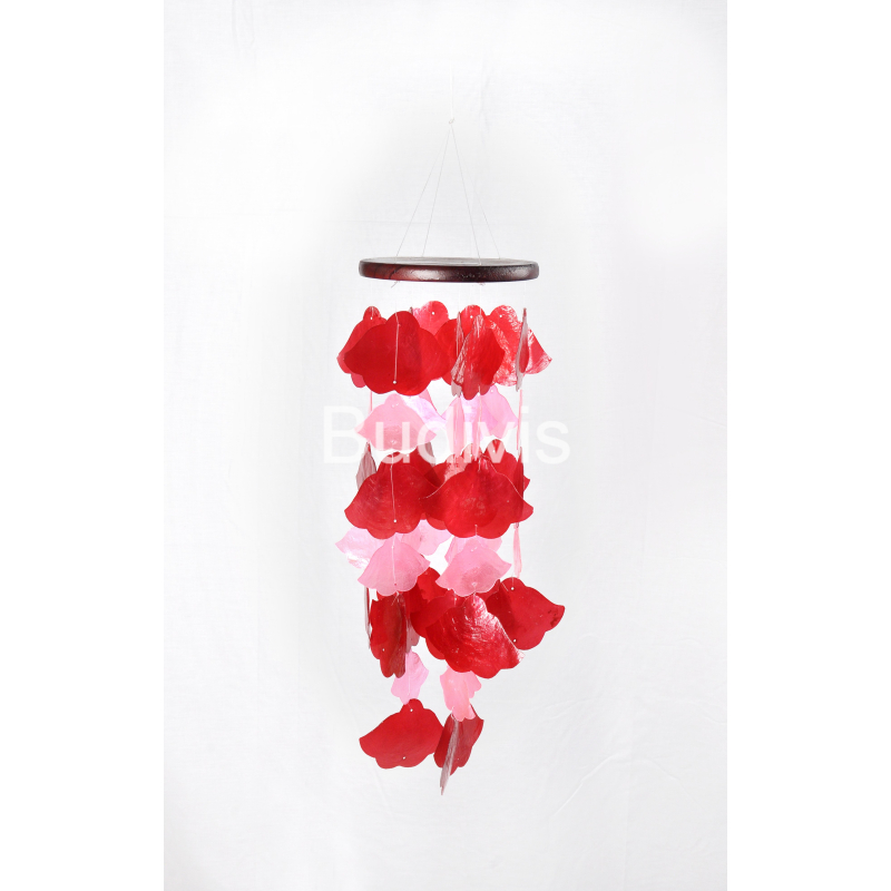 Red And Pink Brugmansia Capiz Wind Chimes