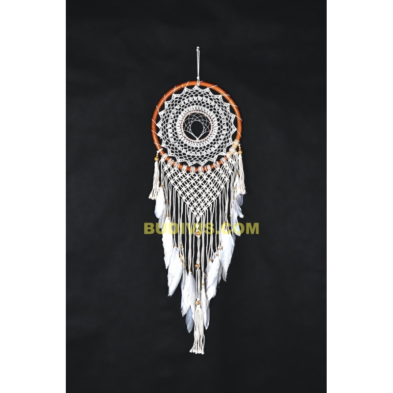 Macrame Wall Hanging Dream Catcher, Large White Rattan Dream Catcher, Hand Woven