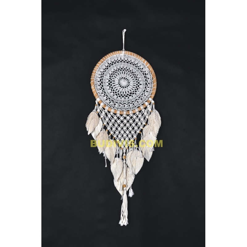 High Quality Large Round Lace Wall Hanging Dream Catcher With Leaf Decoration