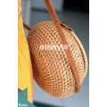 Pure Brown Bowl-Shaped Rattan Bag