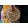 Pure Brown Bowl-Shaped Rattan Bag