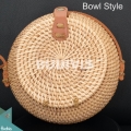 Pure Brown Bowl-Shaped Rattan Bag