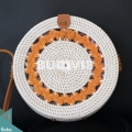 Orange Hand-Woven White Rattan Bag