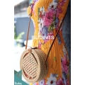 Natural Round Rattan Leaf Woven Bag