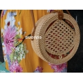 Natural Round Rattan Leaf Woven Bag