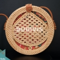 Natural Round Rattan Leaf Woven Bag