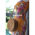 Solid Woven Classic Natural Round Rattan Bag