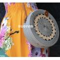 Grey Rattan Bag, Cream Handwoven