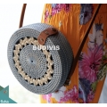 Grey Rattan Bag, Cream Handwoven