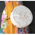 White Rattan Bag White Sun Flower Pattern