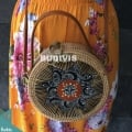 Batik-Embellished Tote And Crossbody Rattan Round Bag