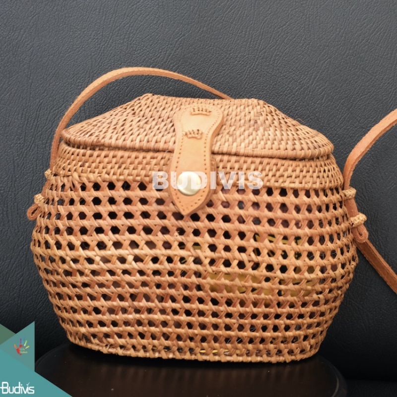 Crossbody Rattan Bucket Bag