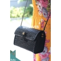 Black Rattan Bag Women Summer Beach Bag, Bohemian Handbag