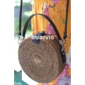 Rattan Bag With Double Strap/Handle Leather Strap, Clasp Lock Tote Or Crossbody Bag (2 n 1)