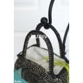 Black Handwoven Rattan Tote