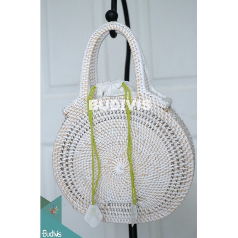 White Rattan Hand-Woven Tote Bag