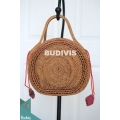 Round Tote Bag 100% Handmade Classic Natural Rattan Round Tote Bag