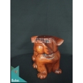 Indonesian Hand-Carved Wood Carving Of A Sittinyg Bulldog