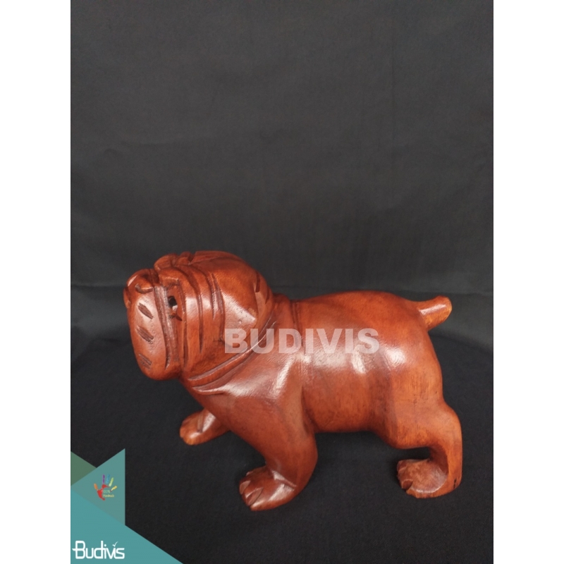 Hot Selling Wood Carving Bulldog Direct Craftsman