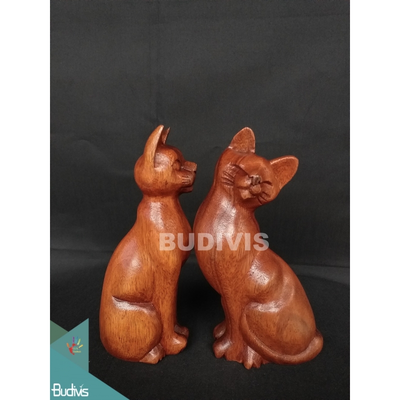 Top Sale Wood Carved Cat Couple Direct Artisans