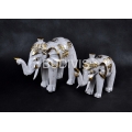 White Painted Elephant Wood Animal Statue