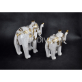 White Painted Elephant Wooden Animal Statue