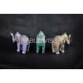 Green Painted Elephant Wooden Animal Statue