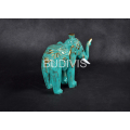 Green Painted Elephant Wooden Animal Statue