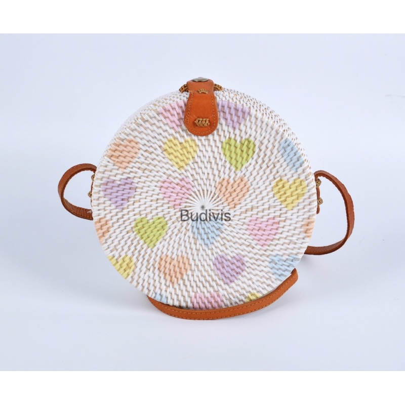 Ready Stock Decoupage Rattan Bag Love Pattern