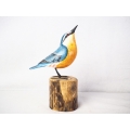 Figurine Wooden Bird, Wood Bird Carving Nuthatch Eurasian