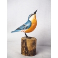 Figurine Wooden Bird, Wood Bird Carving Nuthatch Eurasian