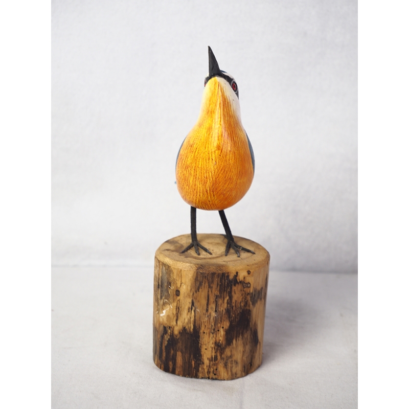 Figurine Wooden Bird, Wood Bird Carving Nuthatch Eurasian