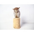 Realistic Wooden Bird Horned Owl