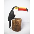 Figurine Wooden Bird, Wood Bird Carving Toco Toucan