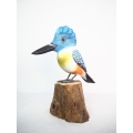 Figurine Wooden Bird, Wood Bird Carving Belted Kingfisher