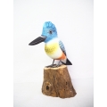 Figurine Wooden Bird, Wood Bird Carving Belted Kingfisher