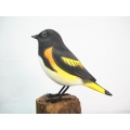 Figurine Wooden Bird, Wood Bird Carving American Redstart