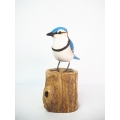 Figurine Wooden Bird, Wood Bird Carving Blue Jay