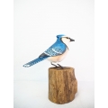 Figurine Wooden Bird, Wood Bird Carving Blue Jay