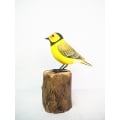 Figurine Wooden Bird, Wood Bird Carving Crowned Warbler