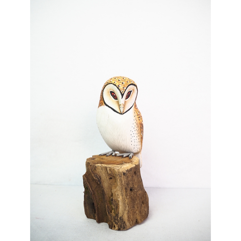 Figurine Wooden Bird, Wood Bird Carving Tasmanian Masked Owl