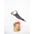 Figurine Wooden Bird, Wood Bird Carving Atlantic Puffin