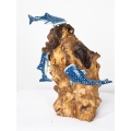 Home Decoration Driftwood with Wooden Whale Shark Decoration