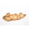 Wooden Animal Statue Model Lying Cat