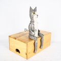 Balinese Wooden Statue Animal Model, Cat