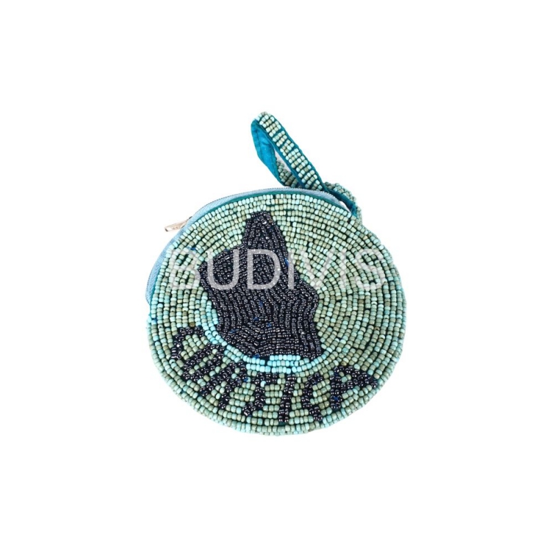 Aquamarine Round Beaded Wallet